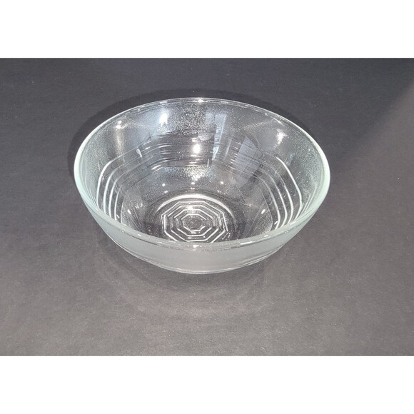 Vintage KIG of Indonesia Clear Glass Smooth & Textured Octagon Design Bowl 5" - Picture 1 of 9